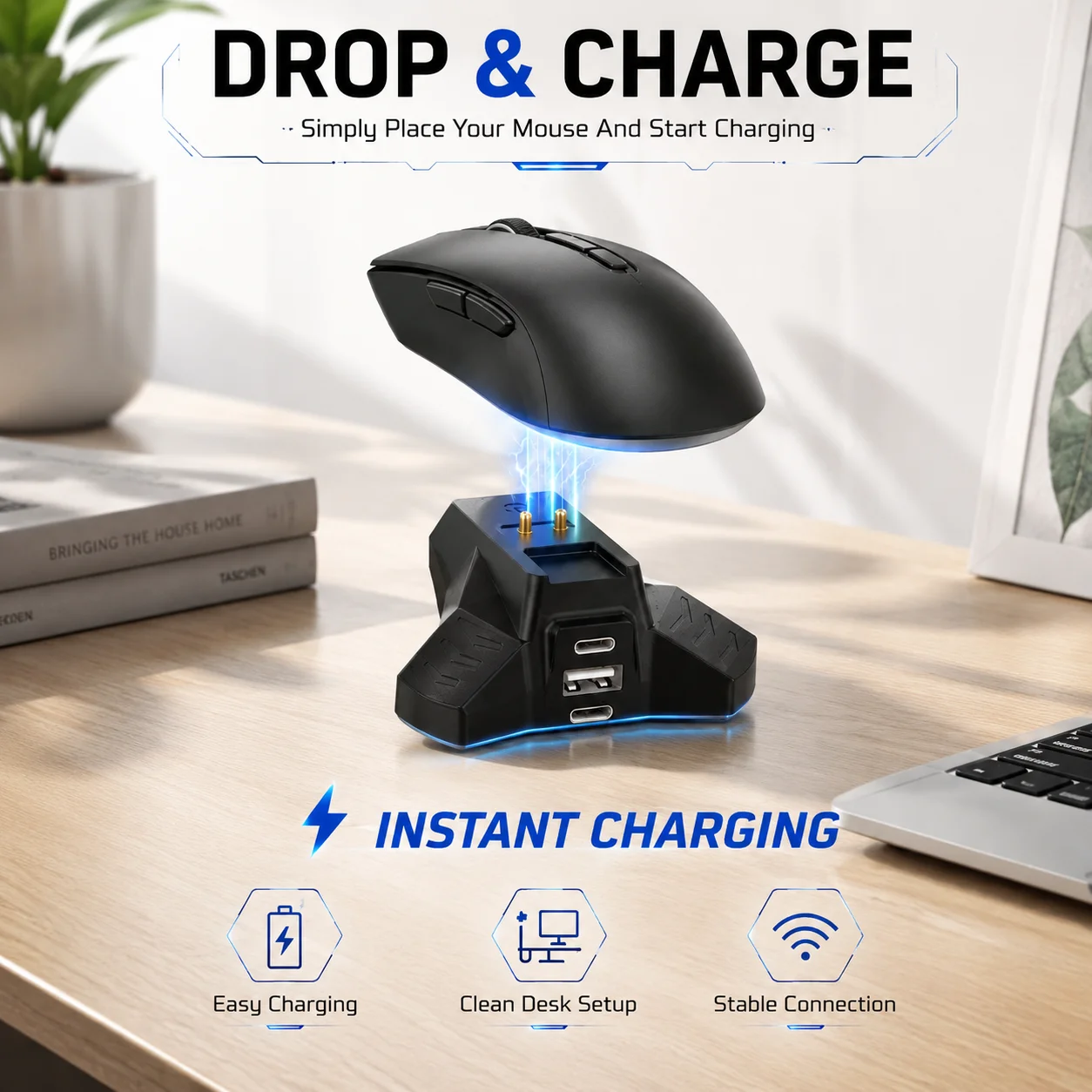 Base de Carga Inalámbrica para Ratón, Compatible con Razer Naga Pro/Viper Ultimate/Basilisk Ultimate/DiceAdder V2 Pro, Accesorio para Ratón