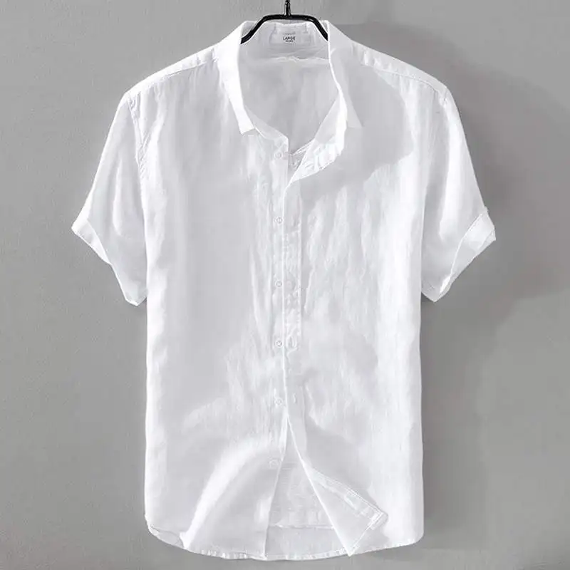 

Men's Casual Cotton Linen ort Sve irt f Sve Summer Faion Top White Color Fast Dry Breathable Loose Fit irt