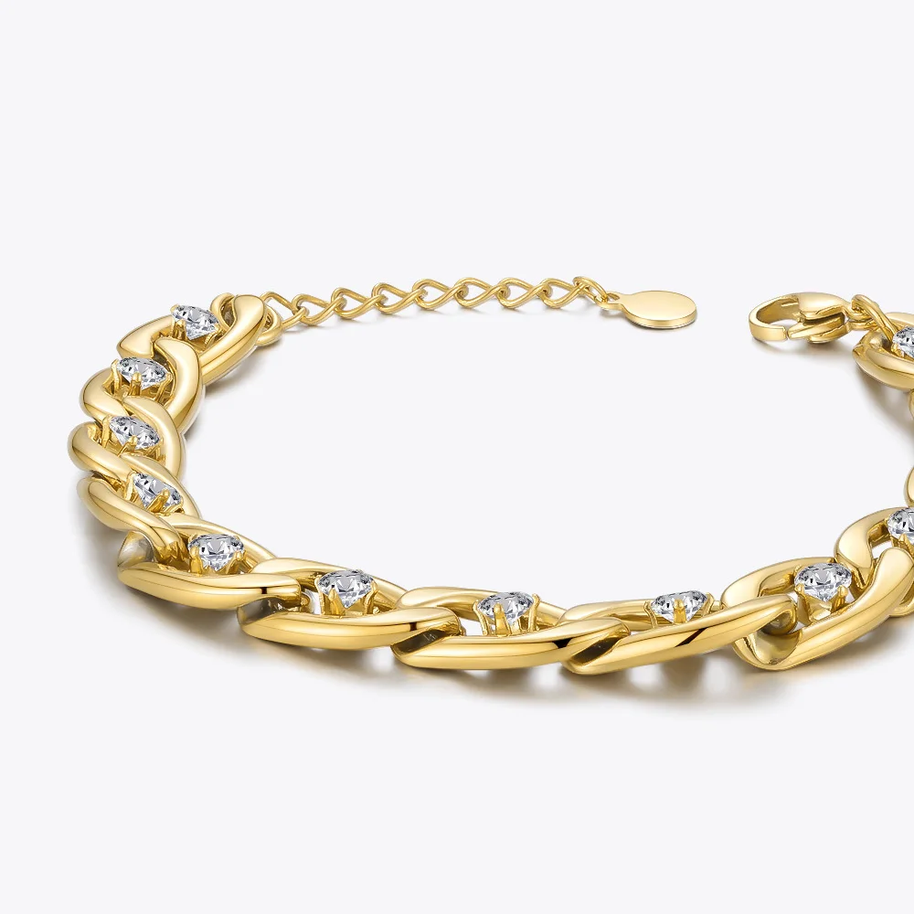 ENFASHION Zircons Chain Bracelet For Women Stainless Steel Elegant Bracelets Gold Color Fashion Jewelry Pulseras Friends B212228