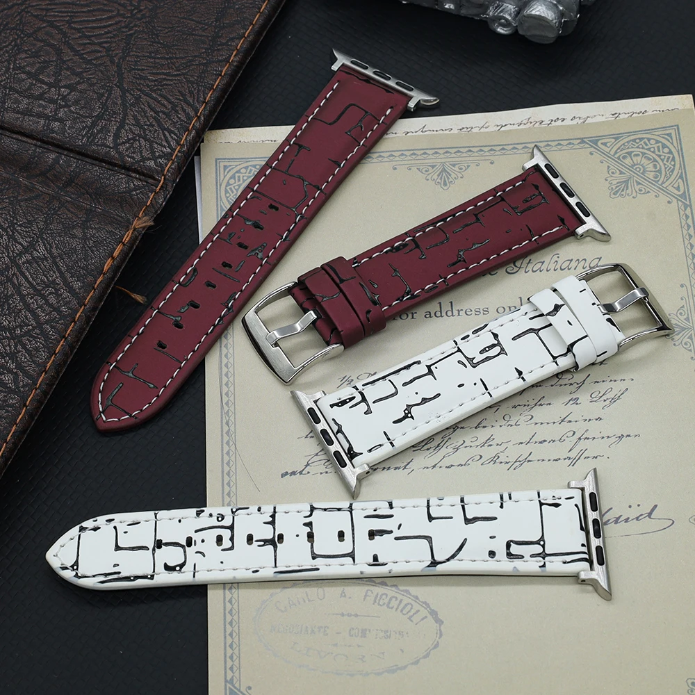 Elegantes bandas de cuero PU para Apple Watch 40mm 41 42mm 44mm 45mm 46 49mm correa sintética informal para iwatch Series 10/9/8/7/6/5/4/se/3