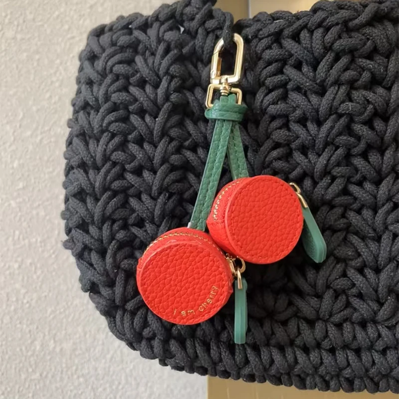 

Cherry Fruit Keychain Mini Coin Purse Fashionable Cute Zipper Fruit Keychain Small Bag Exquisite Small And Versatile Bag Pendant