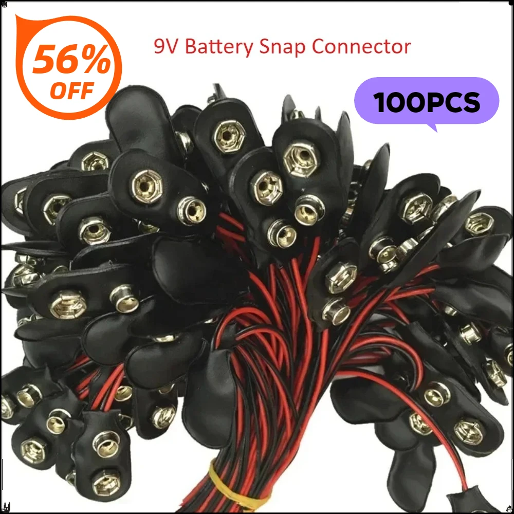 100pc 9V Battery Snap Connector  I Type 15cm 150mm DC Clip Male Line Battery Adapter Terminal Experimental Snap Power Cable