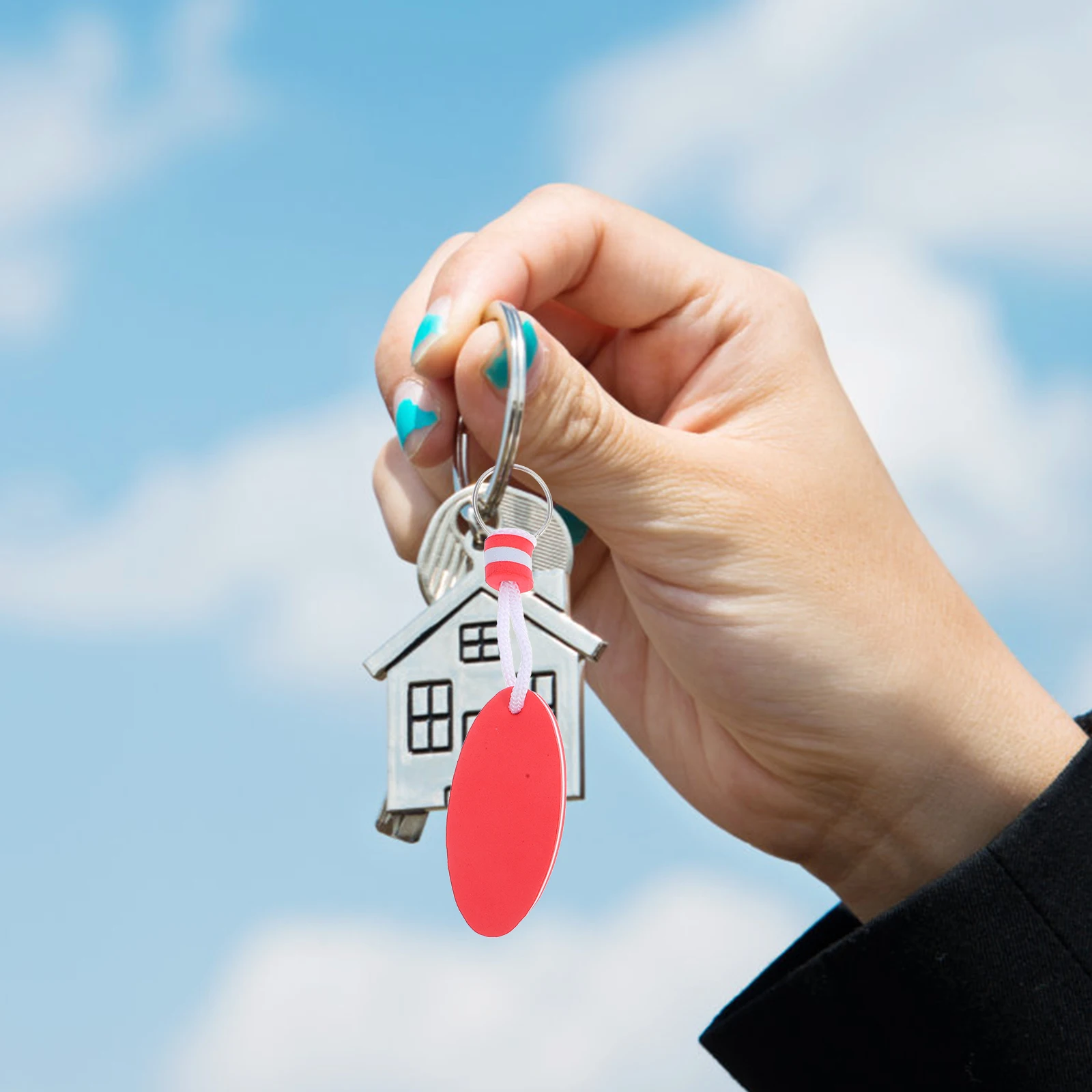 

8pcs Waterproof Keychain Floating Key Ring For Boating Surfing Swimming Outdoor Sports Oval Shaped Key Float Accessory