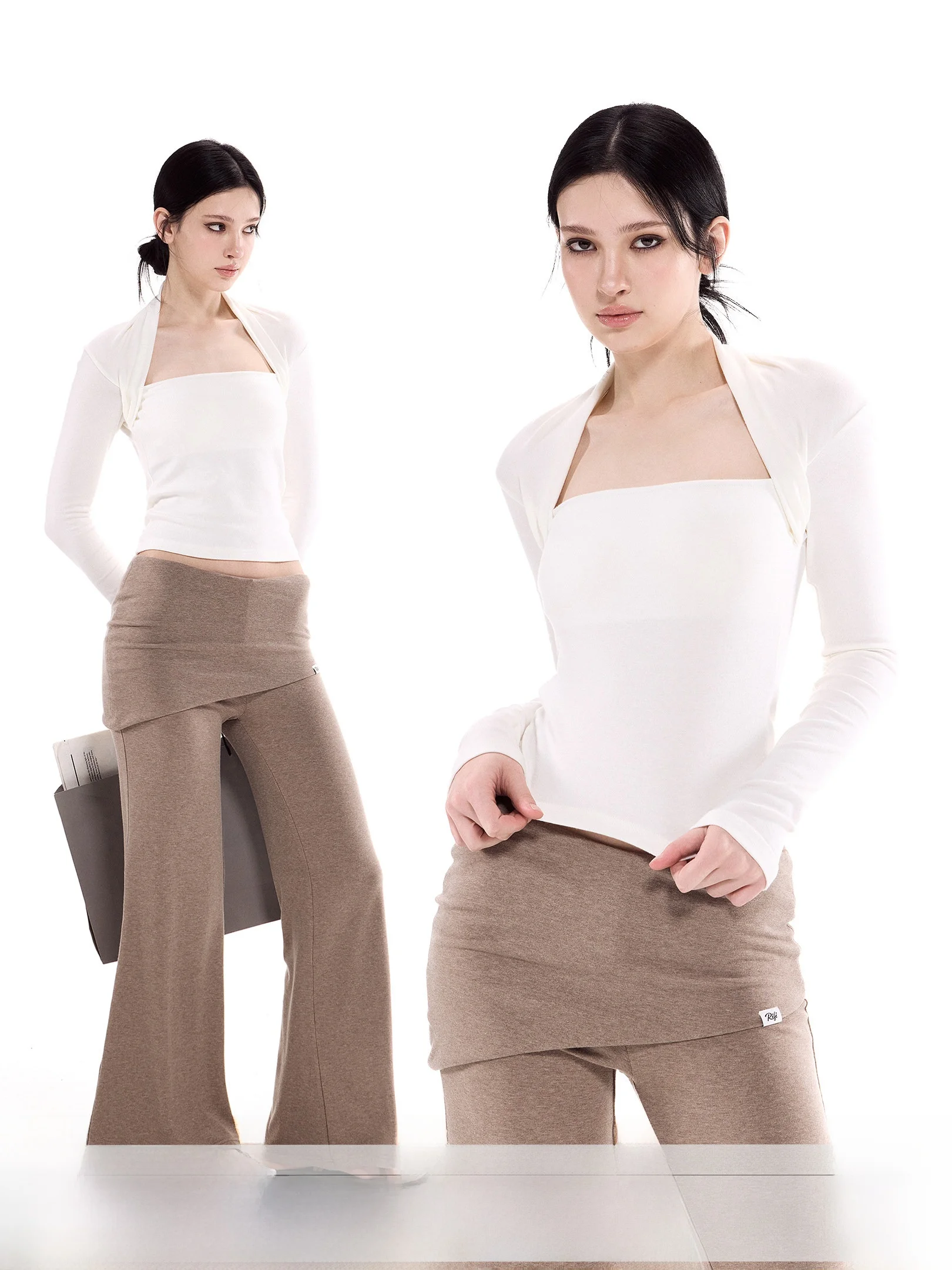 

Slim Fit Long Sve Knitted Top Women's Summer New Sle Square Collar ort Length Waist Cinched T-irt Casual Sle Knitwear