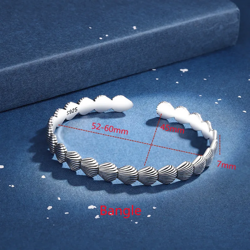 925 Silver Adjustable Couple Bangle Ring Set