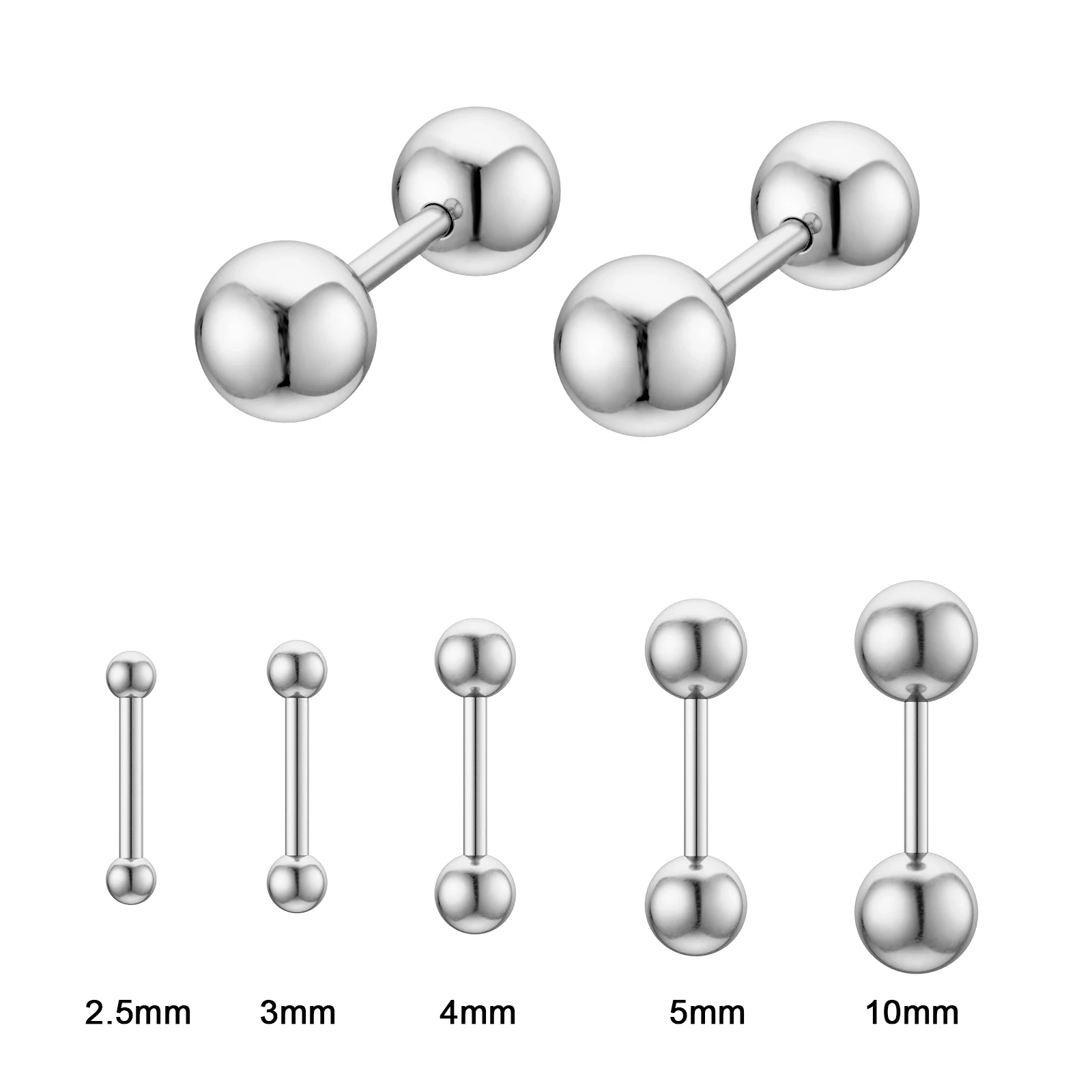 1Pair Fashion Titanium Steel Stud Earring Small Ball Screws Small Earrings Ear Bone Nail Lip Piercing Body Jewelry