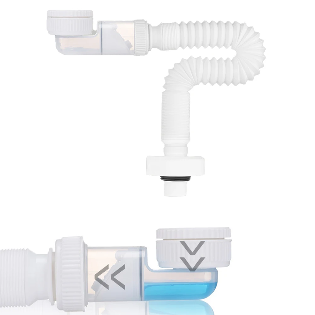 Drain Hose G1-1/4 Waste Water Pipe Adjustable Space-Saving Siphon Fits Standard G1-1/4 Pipes Bathroom Sink Hoses Bath Accessorie