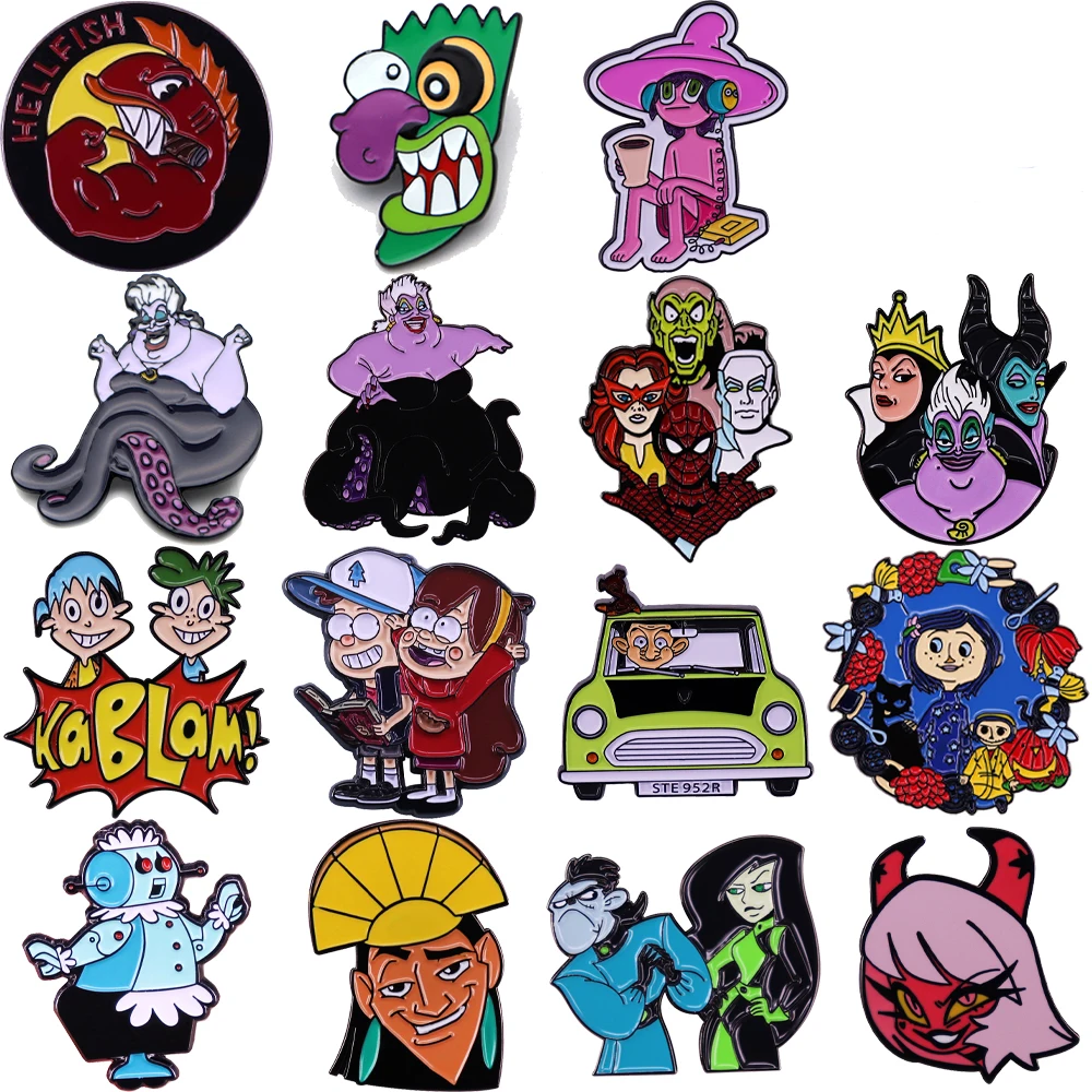 

Cartoon Pin Funny Characters Enamel Pins Backpack Jeasn Brooches Brooches for Men Women Clothing Badges Accessories Kids Gift