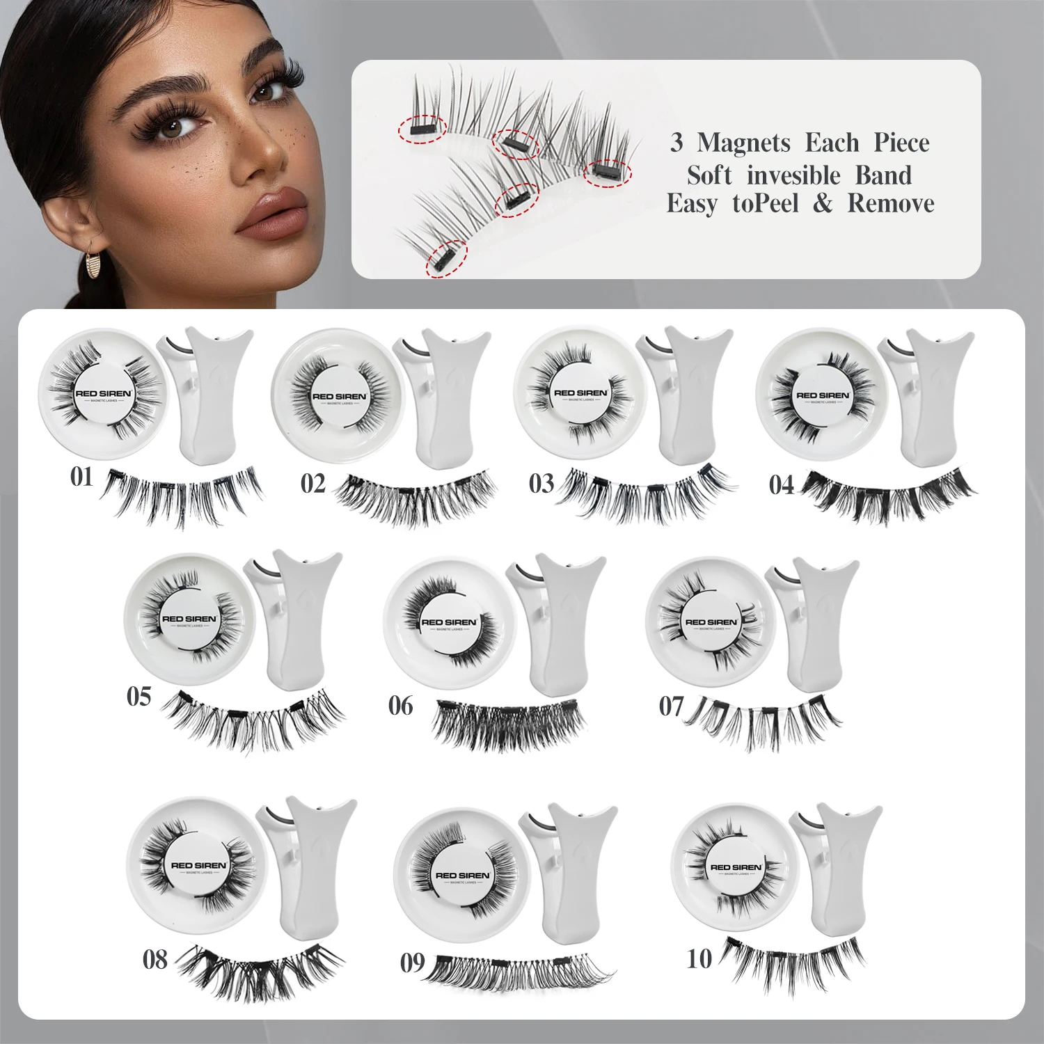 3 Magnets Magnetic Eyelashes Reusable Natural Wispy Magnetic False Eyelashes No Glue Needed Magnet Lashes with Applicator