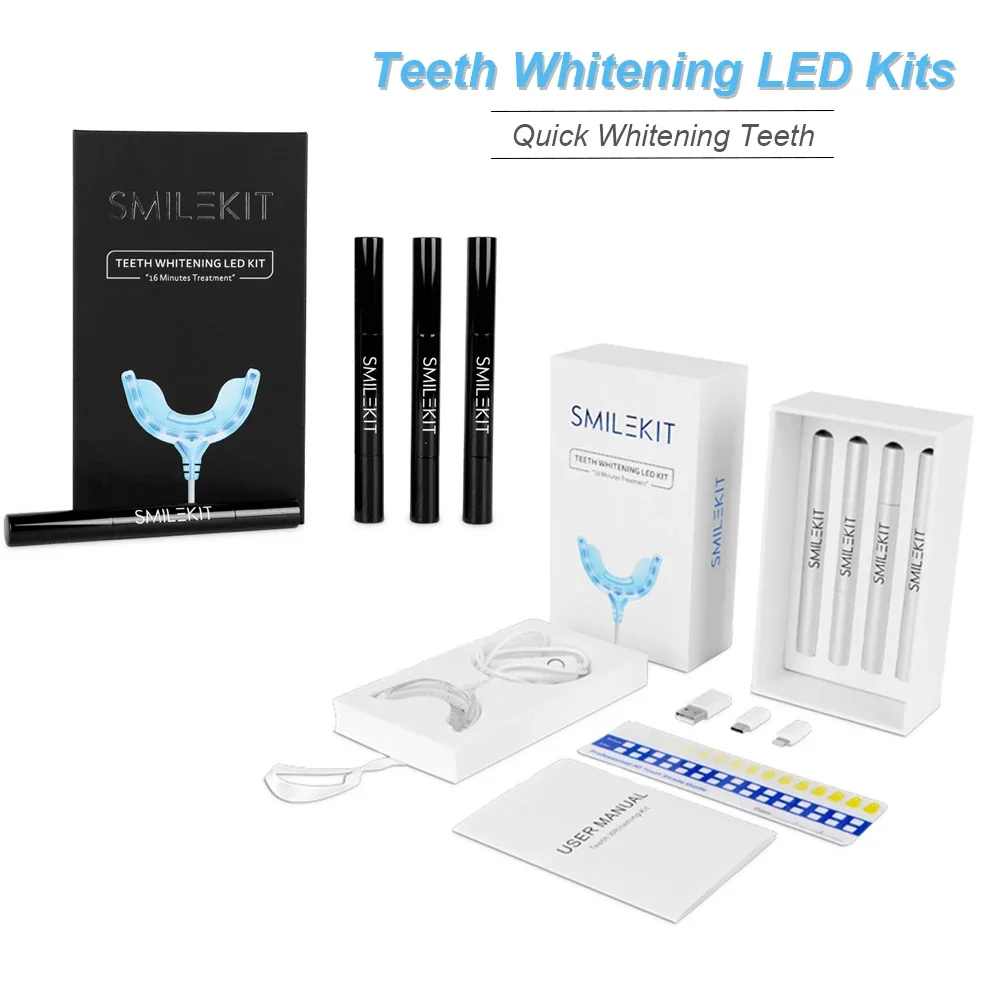 

Wholesale Teeth Whitening LED Light Kit Peroxide 35 44 Carbamide Gel Syringe Pen Dental System Dentist Tooth Bleach System Tools