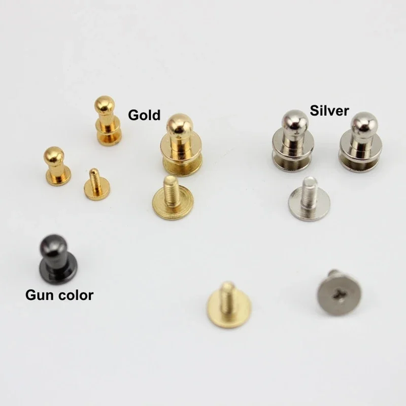 30pcs high quality Copper Stud Chicago screws Round Head Solid Nail Leather Screw Rivet Chicago Base Bags Decoration Metal Parts