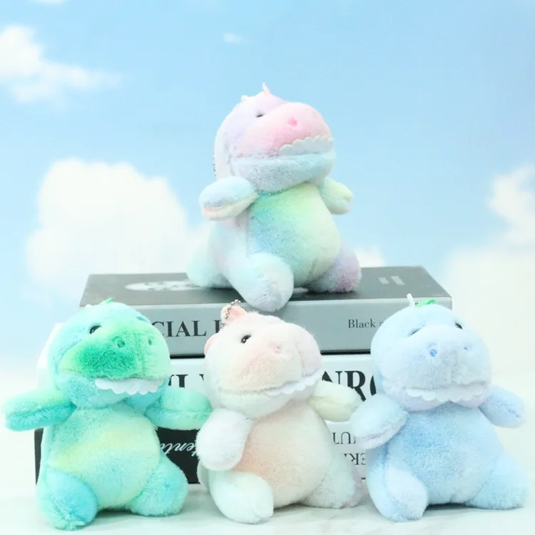 12CM Creative Cute Rainbow Small Dinosaur Pendant Doll Plush Toy Cartoon Bag Charm Doll Keychain Doll Children Doll Gift