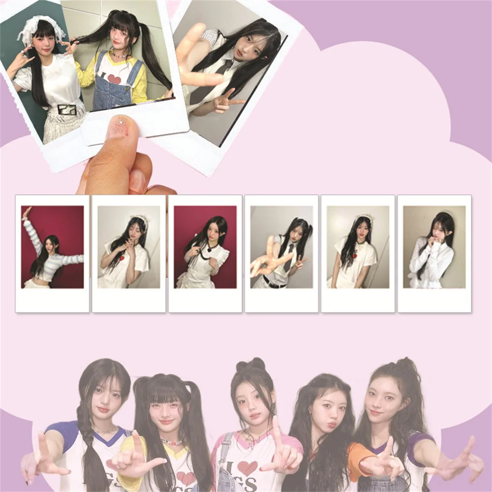 Kpop ILLIT Album Super Real Me Photocard 6pcs/Set Wonhee Minju Korean Style Retro LOMO Card Yunah Iroha Fan Collection Photocard