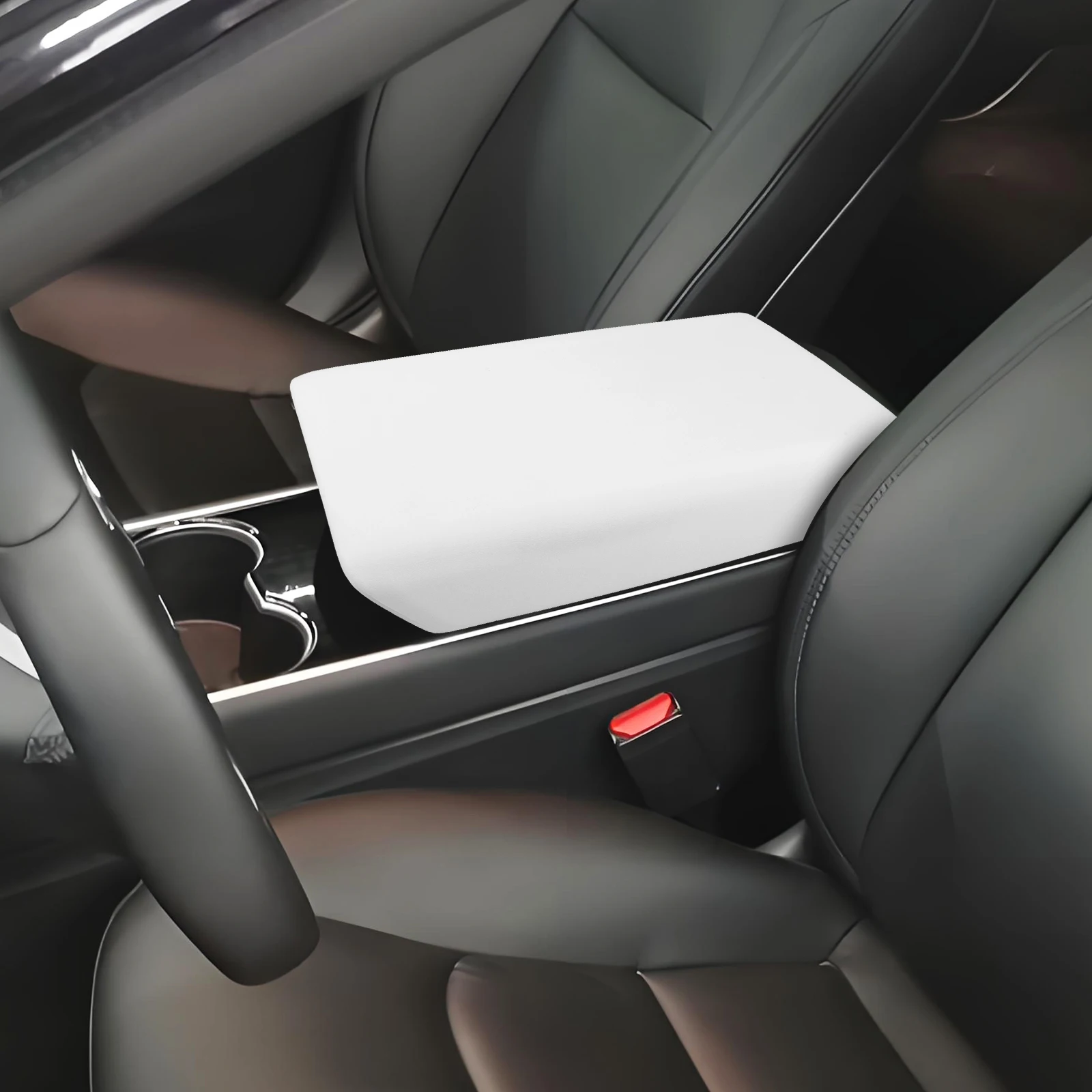 

Model Y 3 Armrest Box Cover TPE Material Waterproof Car Center Console Accessories White Color Easy Install