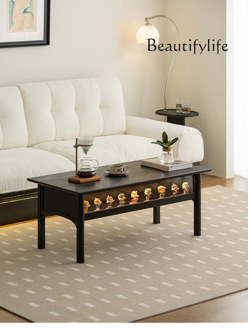 

Multifunctional integrated medieval coffee table living room household high-end small apartment solid wood window cabinet