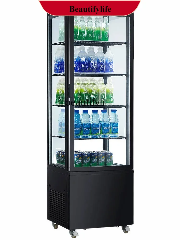 

E132 Four-Sided Transparent Glass Refrigerated Cabinet Beverage Cake Preservation Cabinet Freezer Vertical