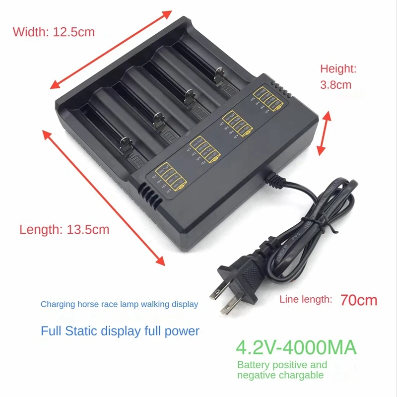 1 Piece 18650 Battery Charger 4 Slots Charging For 3.7V 18650 26650 21700 14500 16340 US Plug