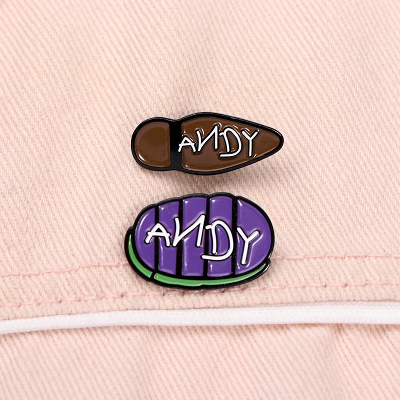 Funny Fashion Toys Enamel Pins Cartoon bread Shoe andy Metal Brooch Backpack Lapel Badge Decoration Jewelry Gift for Kids Friend
