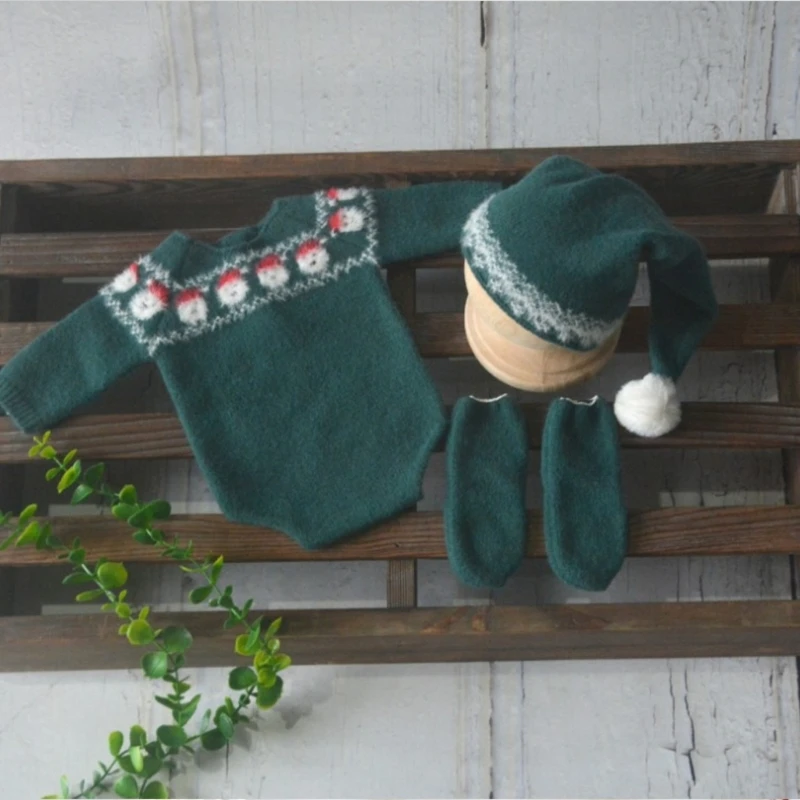 Baby Romper with Hat & Socks Soft & Comfortable Newborn Photography Props Knit Clothes for Comfortable & Stylish Shoots