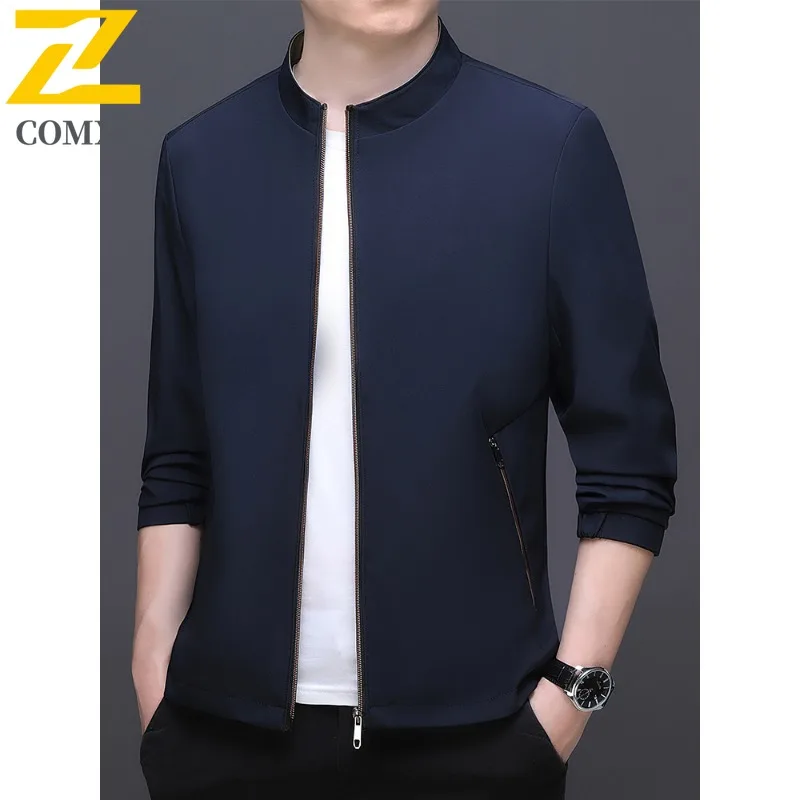 سترة COMXZ Urban للرجال مريحة للأعمال غير رسمية معطف واق من المطر أنيق بياقة واقفة نمط يومي خفيف الوزن ملابس خريف جديدة #3