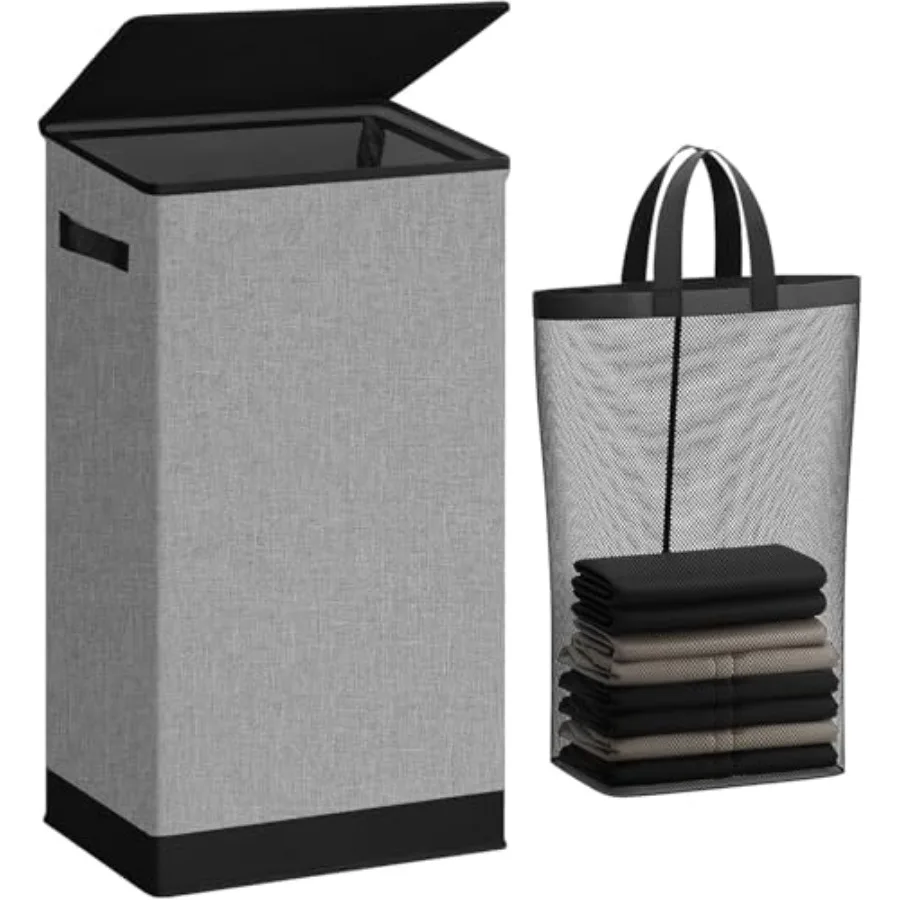 

Laundry Hamper with Lid Large and Tall Collapsible Laundry Basket Clothes Hamper with Bag Removable Easy to Carry Dirty Hampers