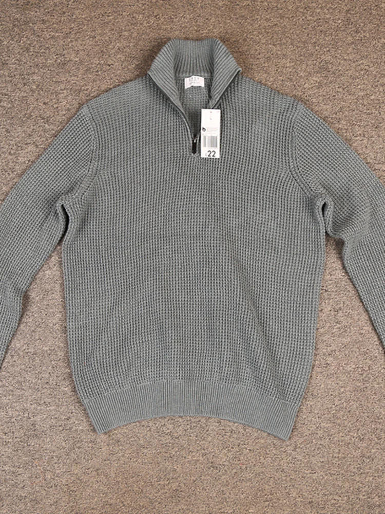 

Мужской винтажный вязаный свитер с капюшоном на молнии, осень-зима, длинный воротник-стойка Sve, без фирменной торговой марки