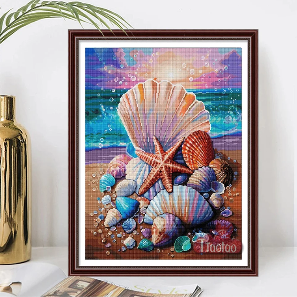 Beach Beautiful Scenery Diamond Painting 5D DIY Full Square Round Rhinestone Mosaic Shell Starfish Embroidery Home Decor Mural