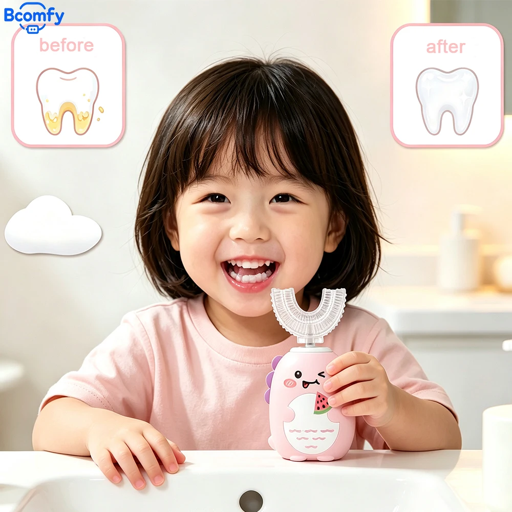 Kids U‑Shaped Electric Toothbrush Rechargeable Automatic Toothbrush Soft Silicone Mouth 360°Cleaning Children Toothbrush