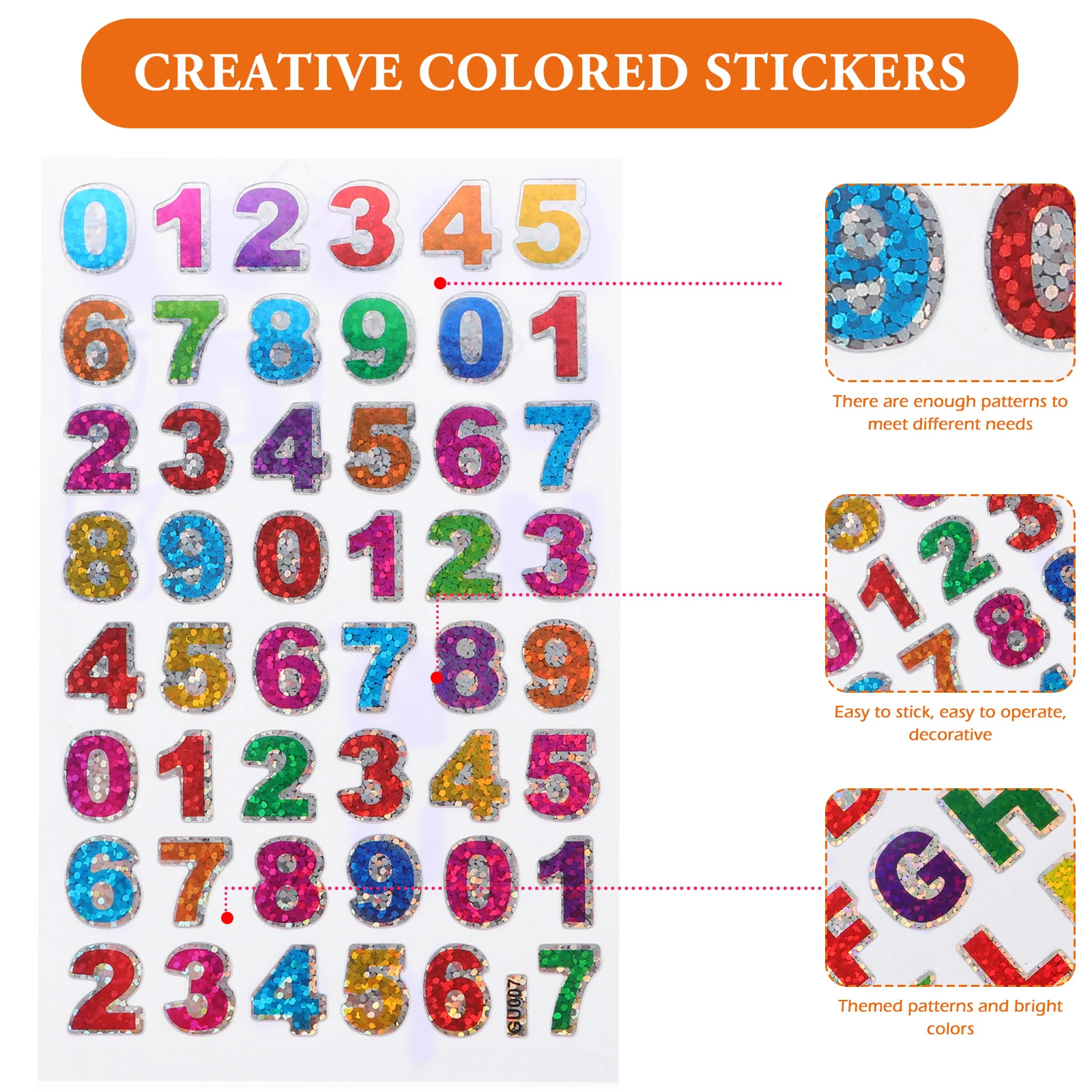 

80 Sheets Glitter Alphabet Stickers Self Adhesive Number Letter Stickers for Scrapbook Card Gift Wrapping Decorative Colorful