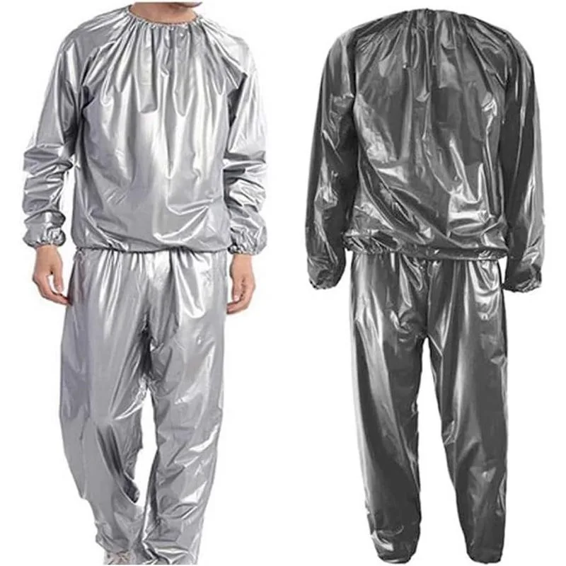 Traje de Sauna Plateado F 49159, Ropa de Sauna de Manga Larga, Apto para Todas las Estaciones, Conjunto para Hombre sin Marca Registrada