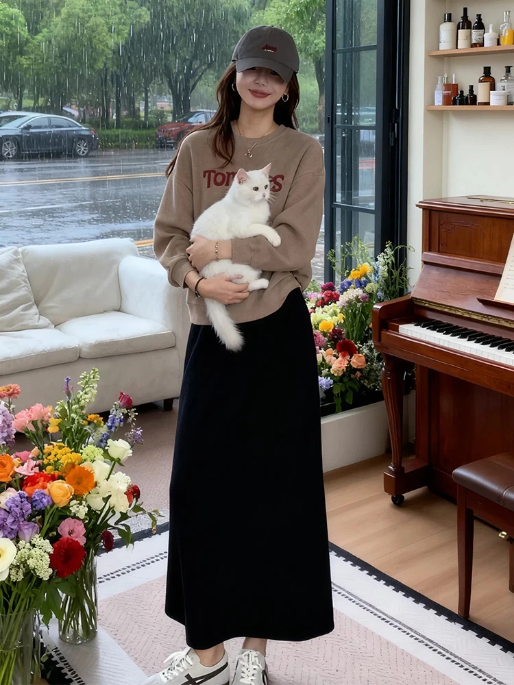 

Faionable Casual Set Autumn Winter New Sle High Waist Wide Leg Pants Two Piece Set Women Breathable Polyester Fabric