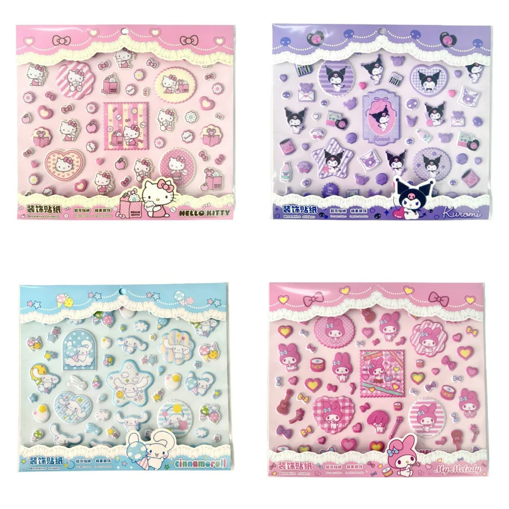 

Оригинальные наклейки Sanrio Hello Kitty, мультяшные наклейки Kuromi Melody, материалы для декора планеров, телефонов, гитар, кружек, ноутбуков, подарок для девочек