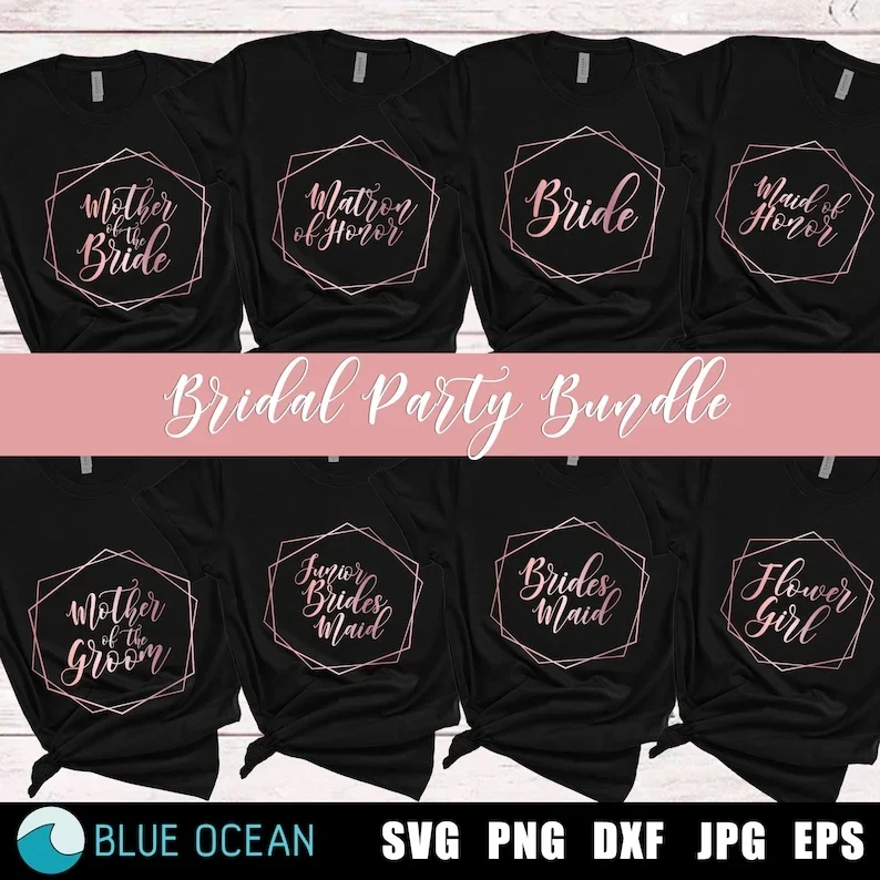 Bridal Party shirts SVG, Bridal Bundle SVG, Bridal Shower Bundle SVG, Bachelorette shirts cut files