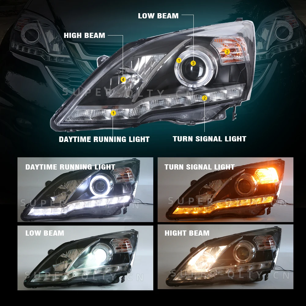 Eagle Eye Headlights for CRV 2007-2011 LED Head Lamp with Daytime Runninglight Steamer Type Turn Signa 2 PCS