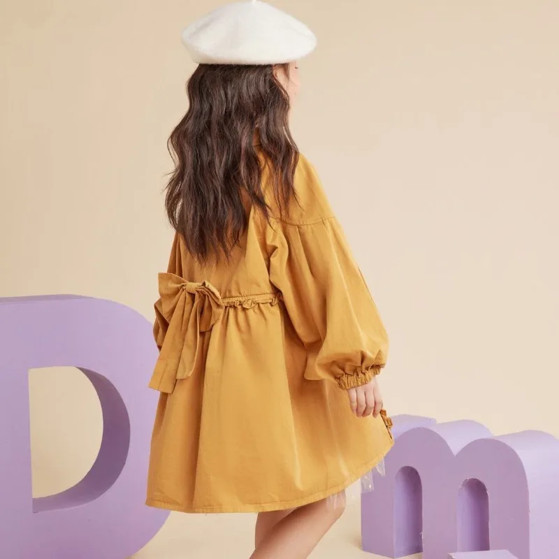 

Стильная детская ветровка для девочек, осень-зима 2025 г., милая детская куртка средней длины с бантом-бабочкой