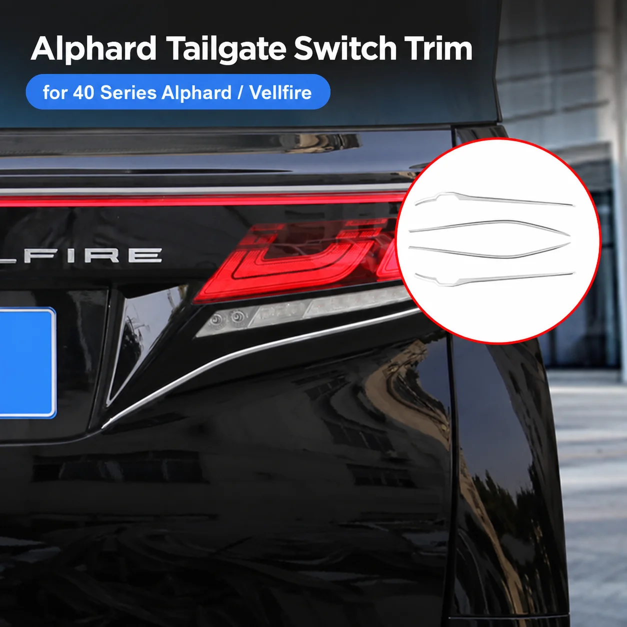 Car Tailgate Switch Trim Cover for Toyota Alphard Vellfire 40 Series Bright Silver ABS Rear Hatch Garnish 4 Pieces Accessories