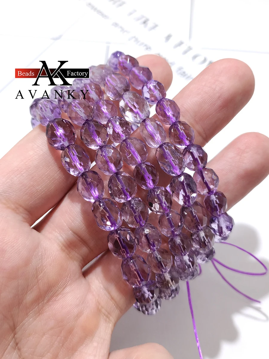 3A Natural Faceted Amethyst Unshaped Single Lap  For Bracelets Women Girl Birthday Gift Fresh Fashion Jewelry 6-8mm