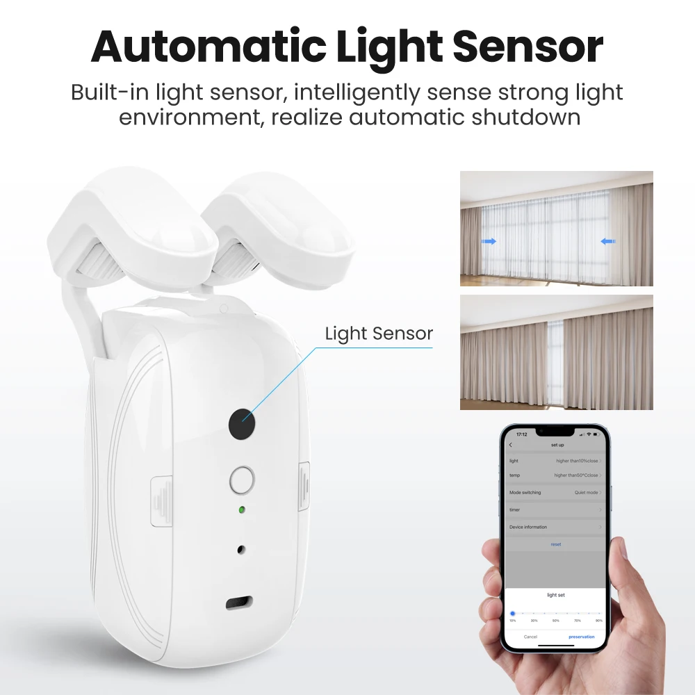 AVATTO WiFi Smart Automatic Curtain Robot,Tuya APP Control Electric Intelligence Curtain Pusher,Work for Alexa Google Home.