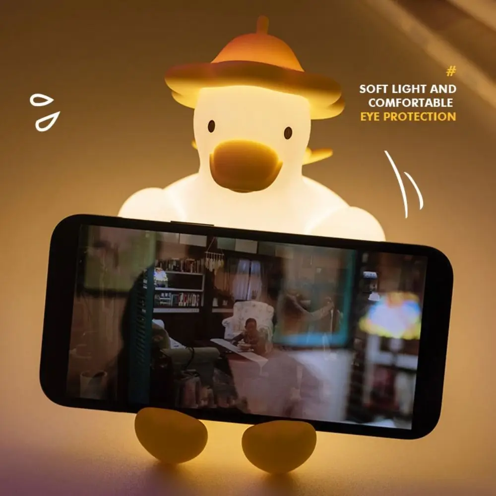 

Cartoon USB Charging LED Night Light Soft Light 3 Levels Brightness Duck Lamp Clapping Lamp Silicone Bedside Lamp Gift