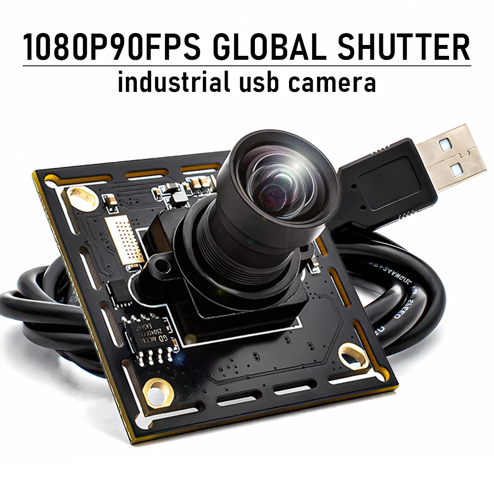 2.3MP Global Shutter USB Camera Module 1080P 90FPS AR0234 Industrial Mini USB Camera Board Plug & Play With No Distortion Lens