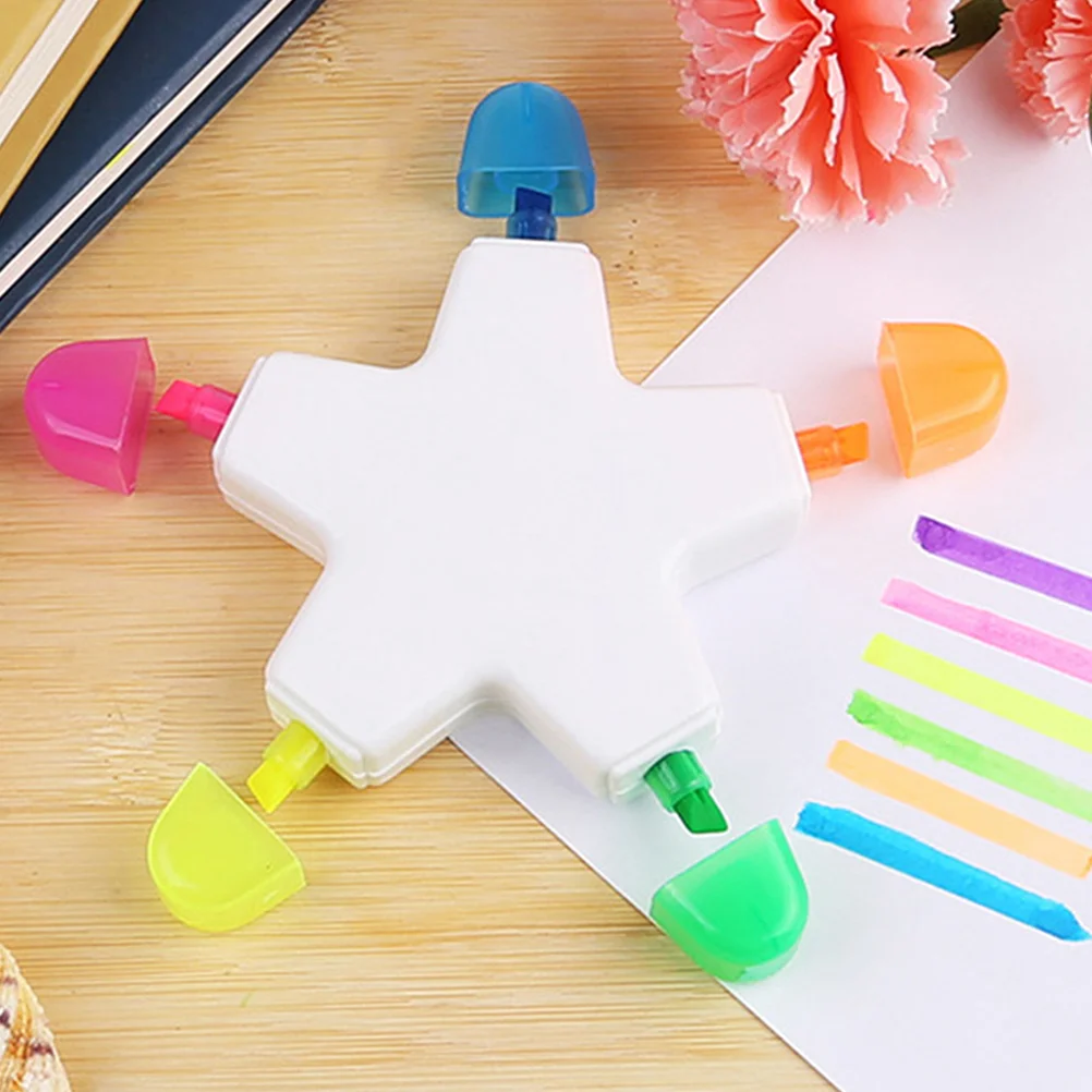 Five-pointed Star Highlighter Reading Erasable Highlighters Aldult Book Markers Plastic Pen Colorful Student