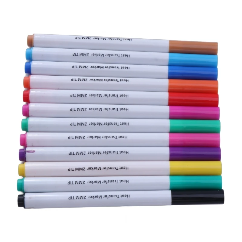 12 Colors Heat Transfer Markers 0.5mm/1mm/2.0mm Transfer Markers Sublimation Markers for T-Shirts Crafts