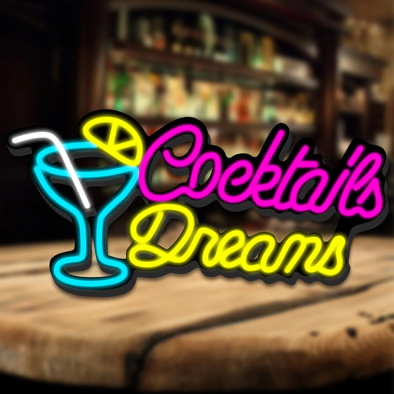 

1 Cocktails Dreams neon sign for men's cave bedroom hotel bar coffee shop wedding birthday Halloween Christmas party decoration