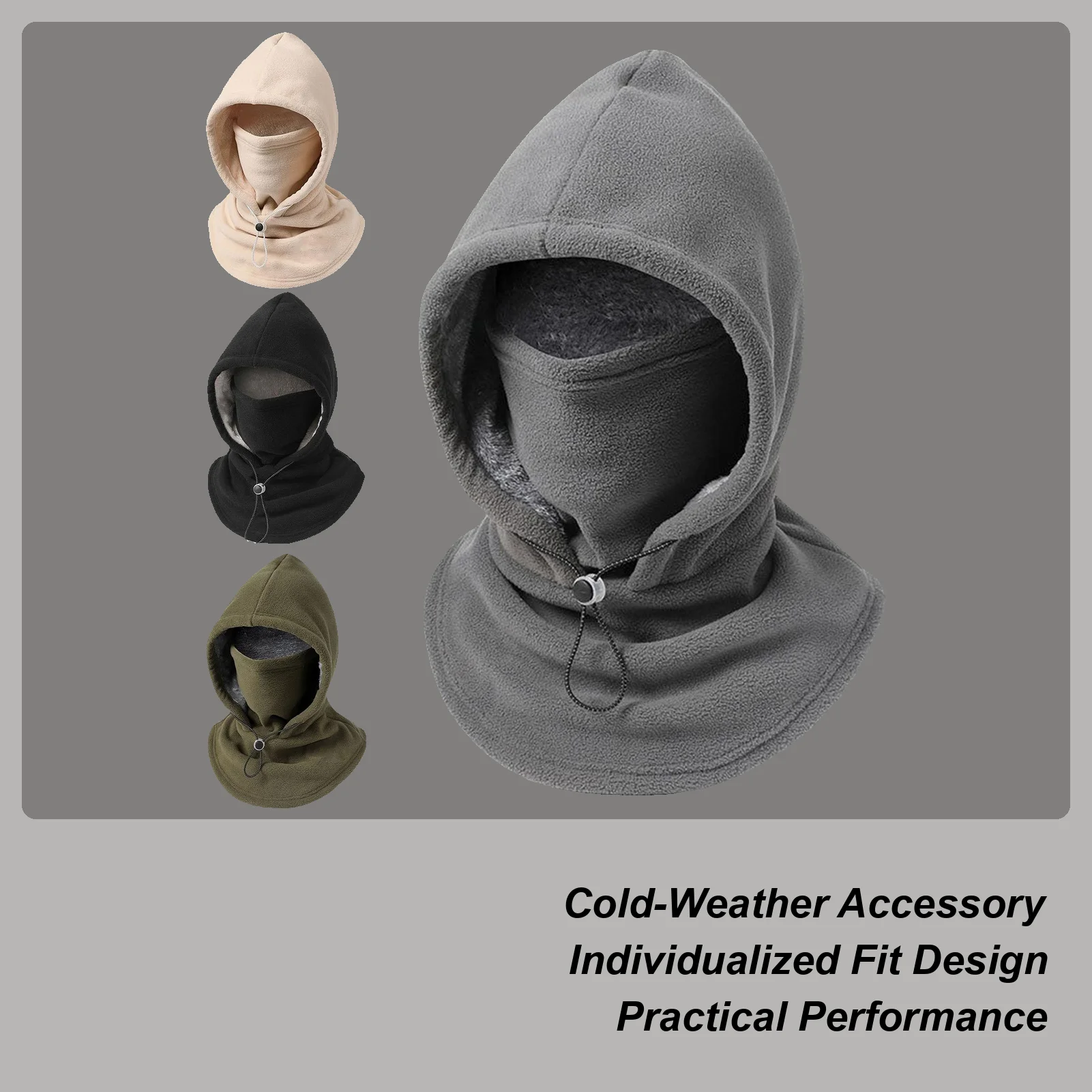 

Winter Face Cover Breathable Adjustable Drawstring Windproof Outdoor Supplies Winter Hood Hat For Cold Weather Cycling Outdoor