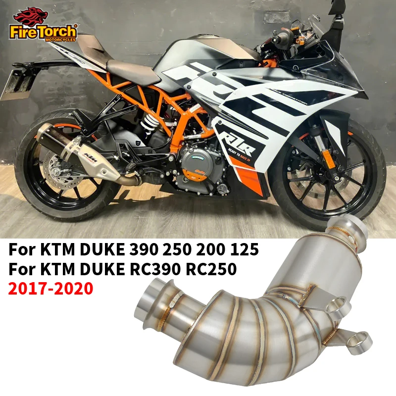 

Slip On For KTM DUKE 390 250 200 125 RC390 RC250 2017 2018 2019 2020 Motorcycle Exhaust Mid Link Pipe with catalyst Escape Moto