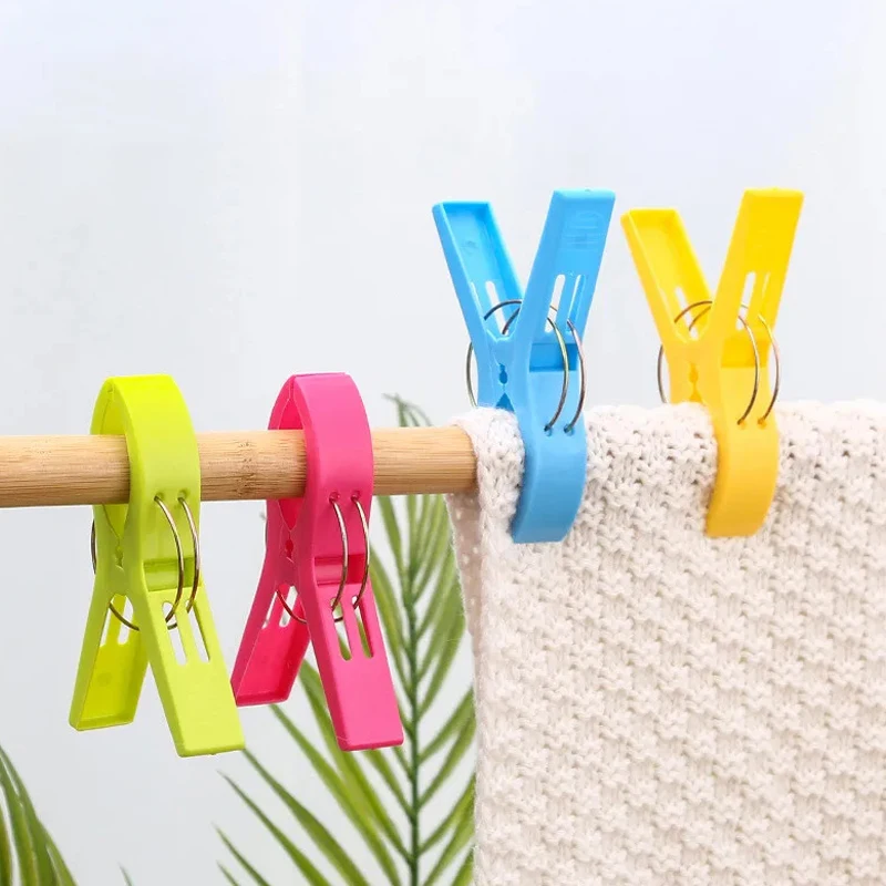 4Pcs Beach Towel Clips Plastic Quilt Pegs For Laundry Sunbed Lounger Clothes Pegs Home Bathroom Organization