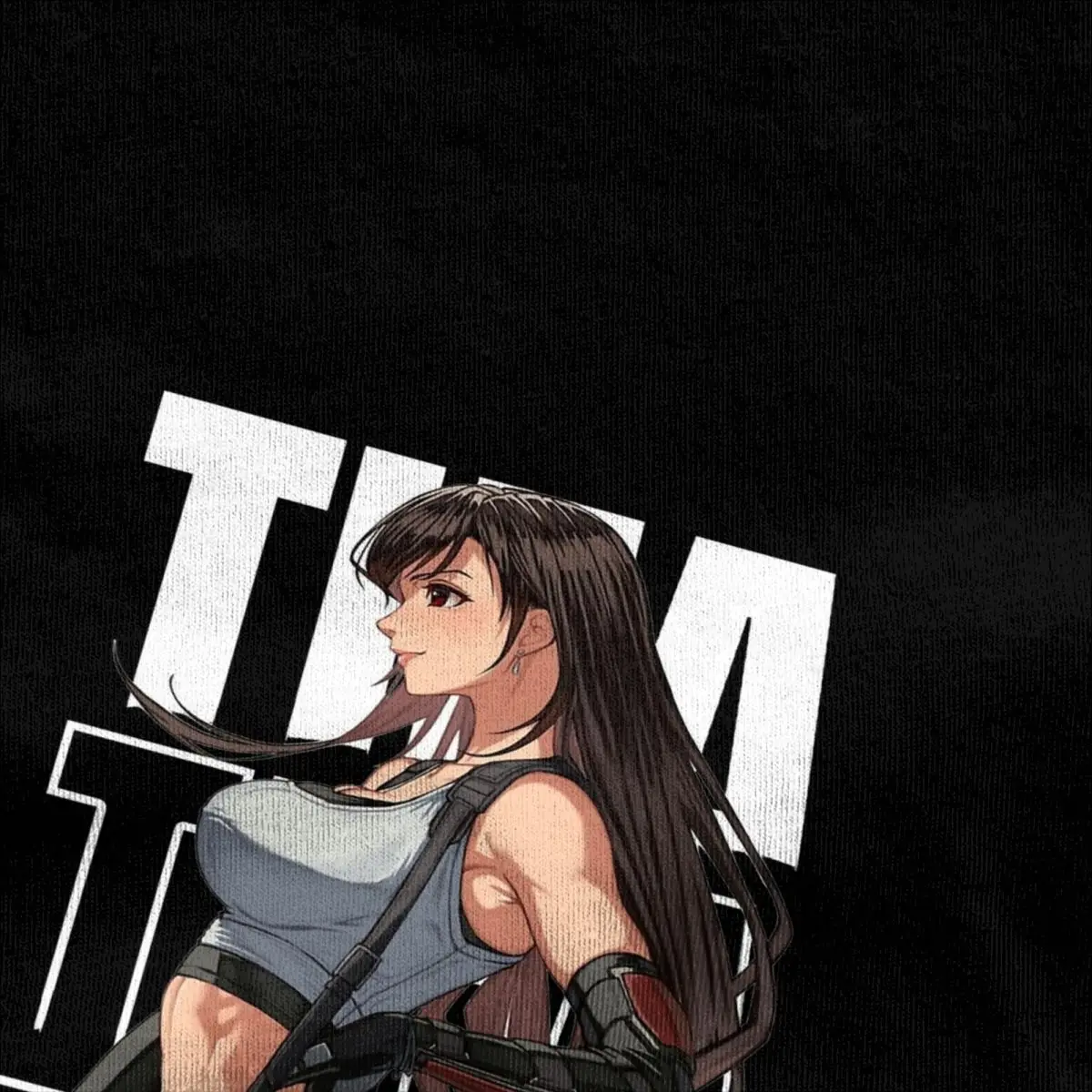 Anime Cheerful Tifa Lockhart Tshirts Unisex Cotton Tops Printed Final Fantasy 7 Crewneck Short Sleeve