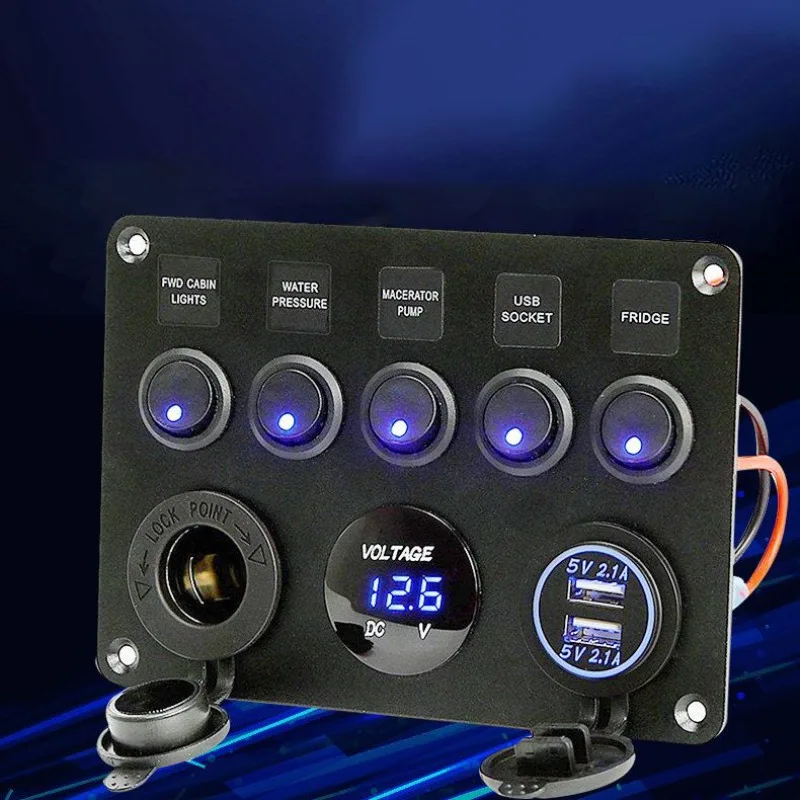 RV refitted boat type switch 5-position panel voltage yacht control panel switch combination