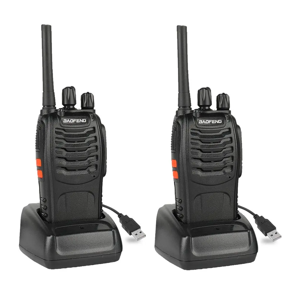 2pcs BF-88A Walkie Talkie With Earpiece (Upgrade Version BF-888S) FRS Rechargeable Two-Way Radio VOX With USB Charging LED