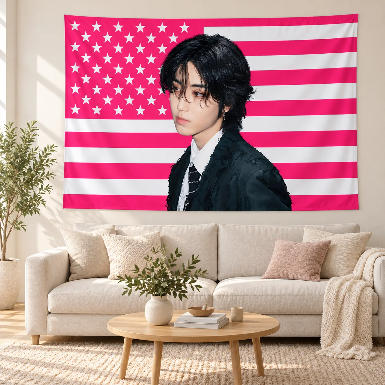 H-HAN Music Album Poster Tapestry, Glossy Satin Fabric Wall Hanging Art, Home Wall Decor Ornament for Bedroom Living Room